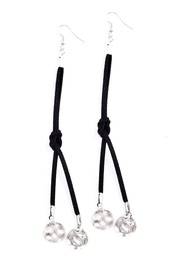 Knotted Earrings with Metal Charms in Black 