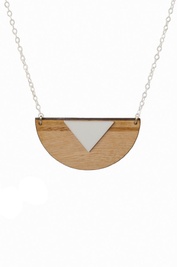Engraved Line Half Circle Cut-Out Geometric Necklace