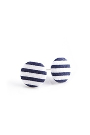 Button Earrings in Blue Stripe
