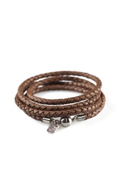 Braided Leather Wrap in Tan 