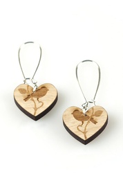 Engraved Bird & Vine Cut-Out Heart on Silver Hook