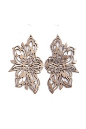 Gold Leather Lotus Earrings