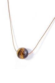 Tigers Eye Pendant on Tan Leather Necklace