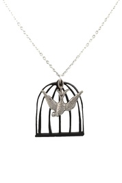 Cut-Out Cage with Dove Charm Necklace