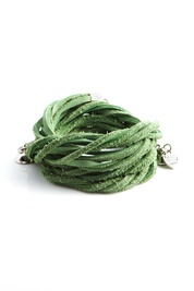 Multi-Strand Leather Wrap Bracelet in Apple Green 