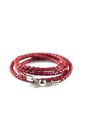 Braided Leather Wrap in Red