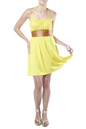 Gathered Dress in Acid Yellow