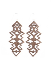 Dark Bronze Leather Geometric Earrings 