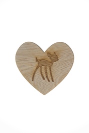 Engraved Deer Cut-Out Heart Brooch