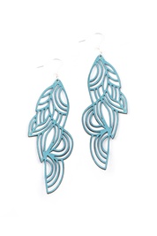 Turquoise Leather Curved Earrings
