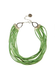 Multi-Strand Green Leather Necklace           