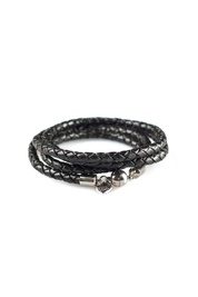 Braided Leather Wrap in Black 