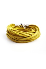 Multi-Strand Leather Wrap Bracelet in Yellow