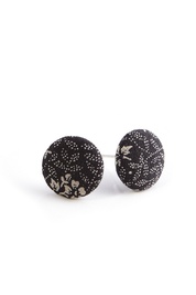 Button Earrings in Navy Floral