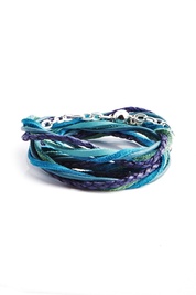 Multi-Strand Leather Wrap Bracelet in Blue