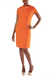 Classic Shift Zip Dress in Orange