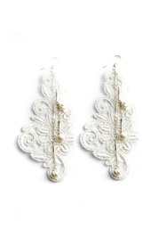 Diamond Pearl Earrings in White