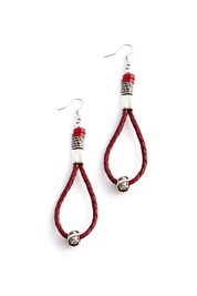 Red Leather and Coral Earrings