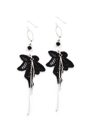 Rose Chain Earrings in Black