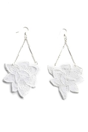 Flower Hanging Long Earrings in White