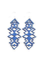 Electric Blue Suede Geometric Earrings