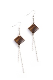 Square Tigers Eye Earrings  