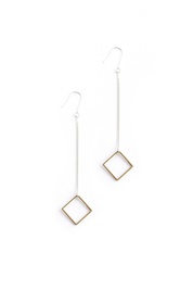 Brass Square Earrings in Silver