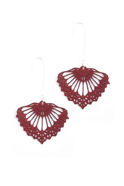 Deep Red Leather Fan Earrings