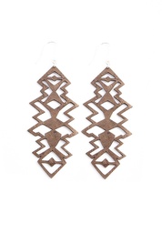 Dark Bronze Leather Geometric Earrings 