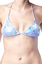 Sequin Triangle Bikini Top in Purple