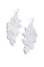 Flower Long Earrings in White