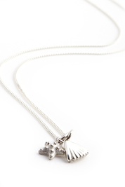 Mini Shell & Starfish on Silver Necklace