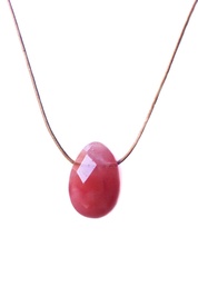 Strawberry Quartz Pendant on Tan Leather Necklace